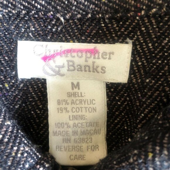 Christopher & Banks Tweed Jacket Blazer Womens Medium Brown Front Zipper - Picture 7 of 8